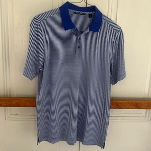 CUTTER & BUCK NWT Forge Tonal Blue Stripe Stretch Mens Polo